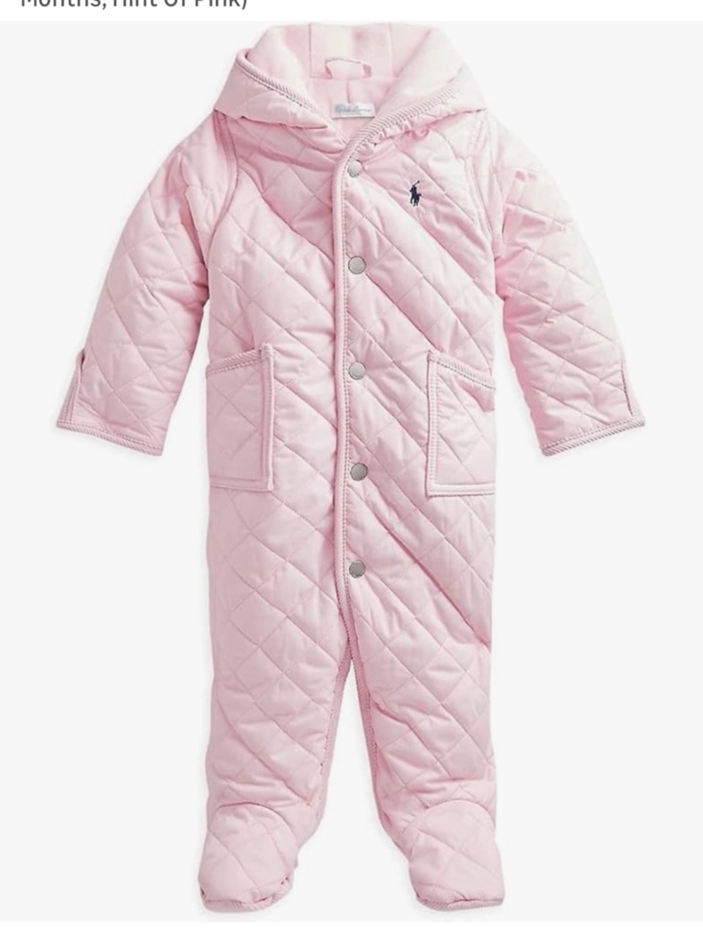 Polo by Ralph Lauren Quilted Pink Hooded One-Piece Bodysuit